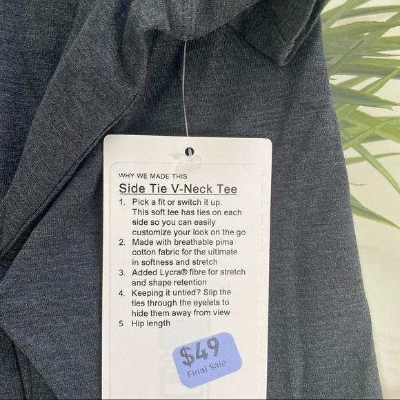 Lululemon Side Tie V-Neck Tee T-Shirt HBLK - Picture 3 of 4